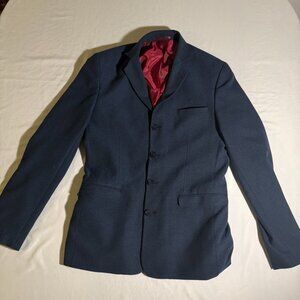 ASOS Super Skinny Fit Suit Jacket 42S Navy Red Lined 4 Button Blazer